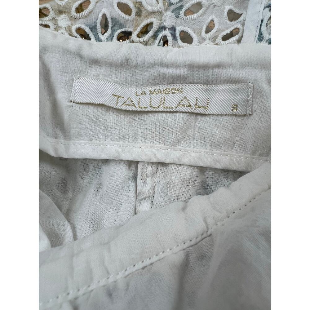 La Maison Talulah Floral Eyelet Beaded Cutout Mini Dress Size S - Picture 3 of 12